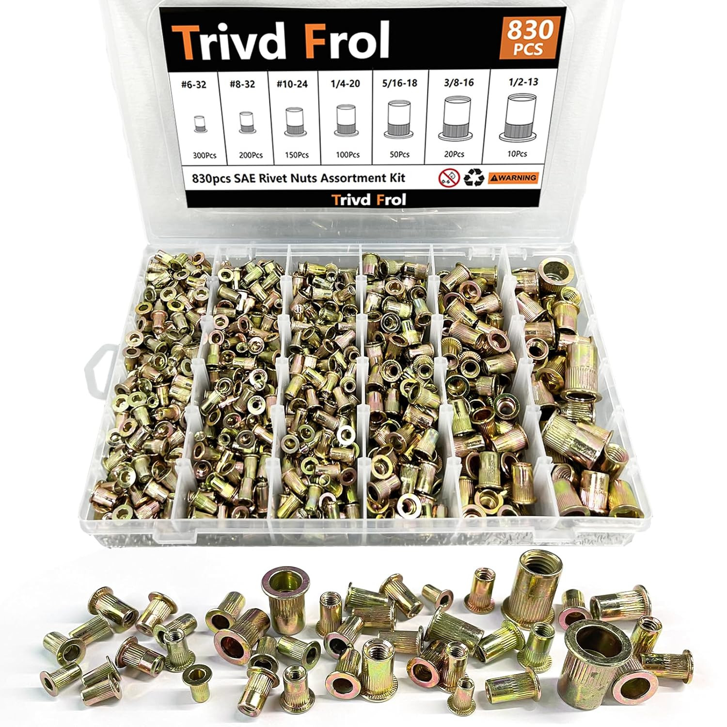 Rivet Nut Tool Kit, 830Pcs Sae/Metric Rivet Nut Assortment Kit