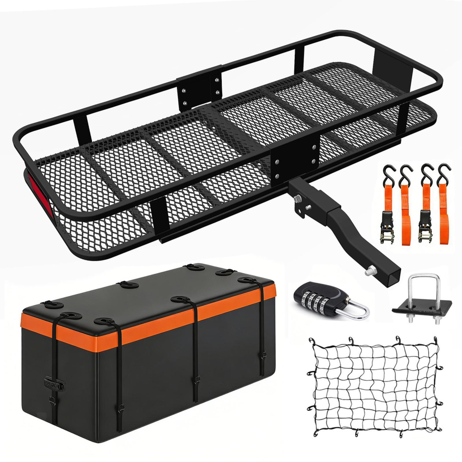 Heavy Duty Load Folding Hitch Cargo Carrier, 500Lbs Trailer Basket, Waterproof