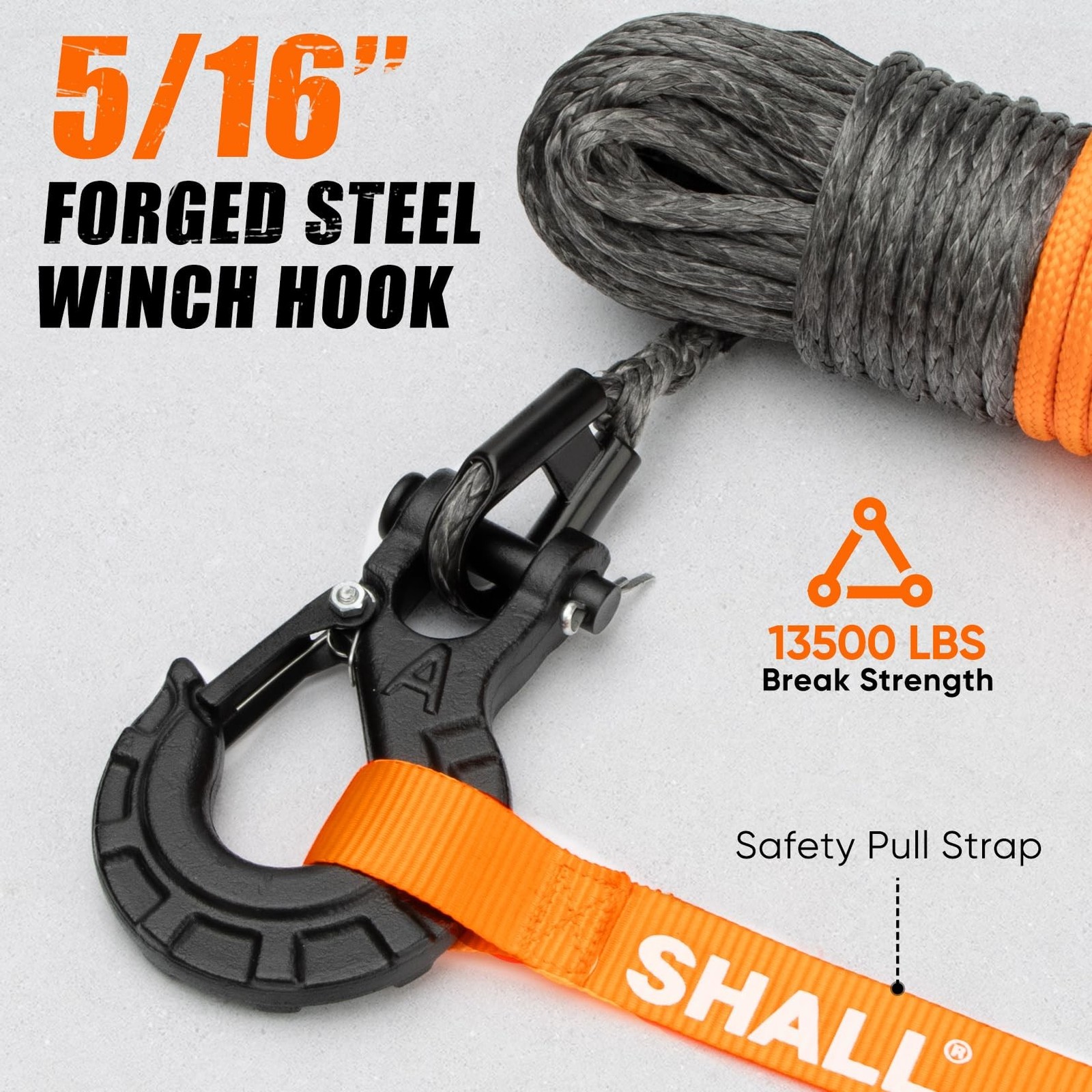 SHALL Winch Rope, 1/4 Inch x 50 Ft Synthetic Winch Rope – 10000LBS Winch Line…