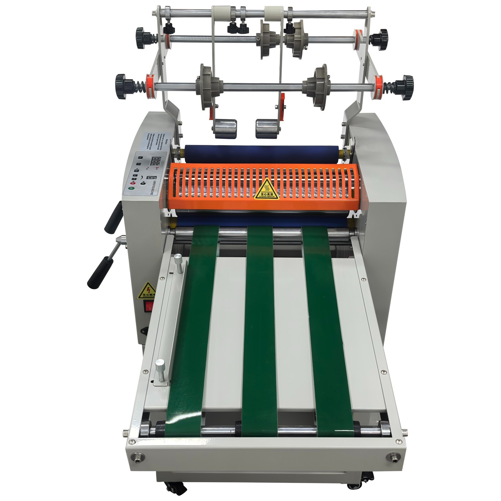 110V 32CM/12.6″ Vertical Roll Laminator Machine with Conveyor Belt, Cold Hot Ste