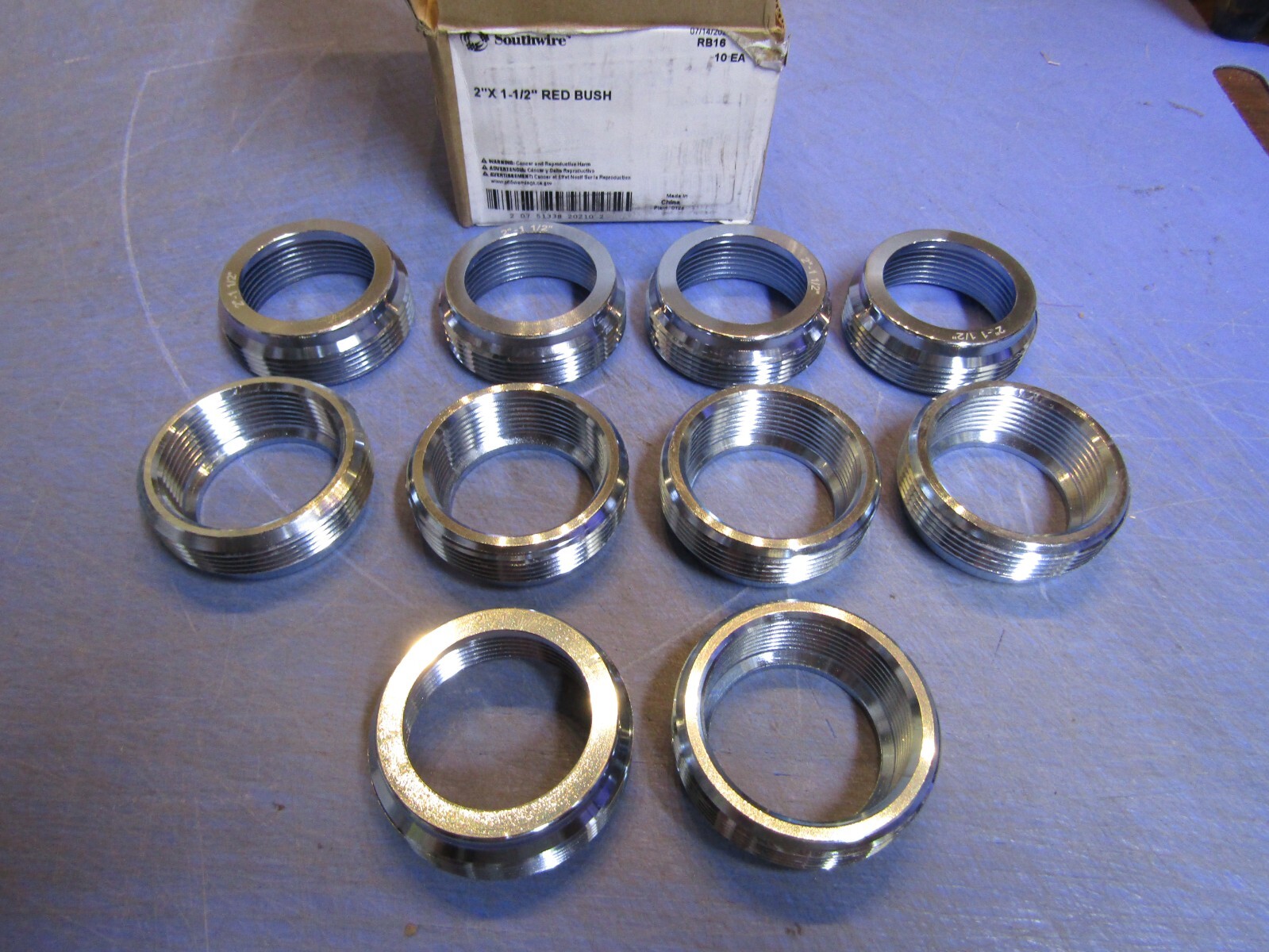 10 – Southwire Garvin 2 x 1-1/2 Reducing Bushing RB16, RB-200150 Steel. NEW in