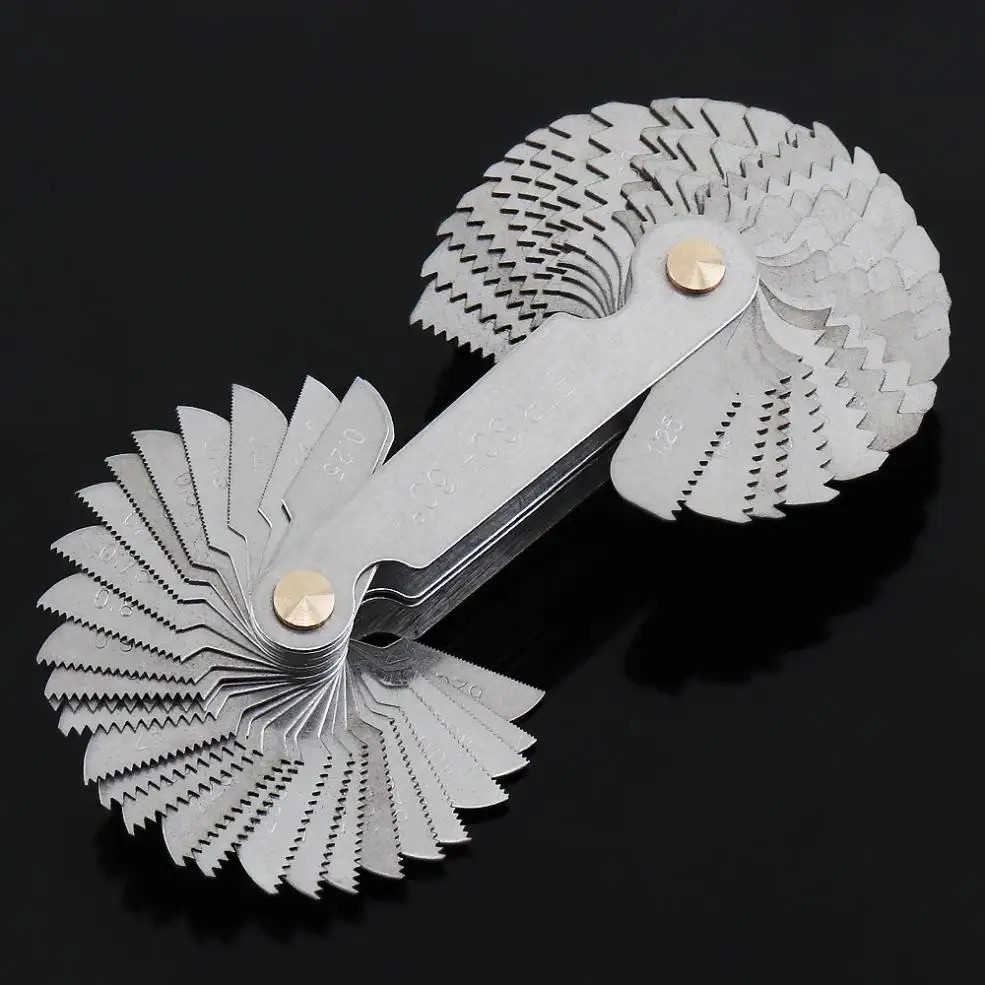Pitch Cutting Gauge Stainless Steel Screw Thread Pitch Gauge Measure Tool Set