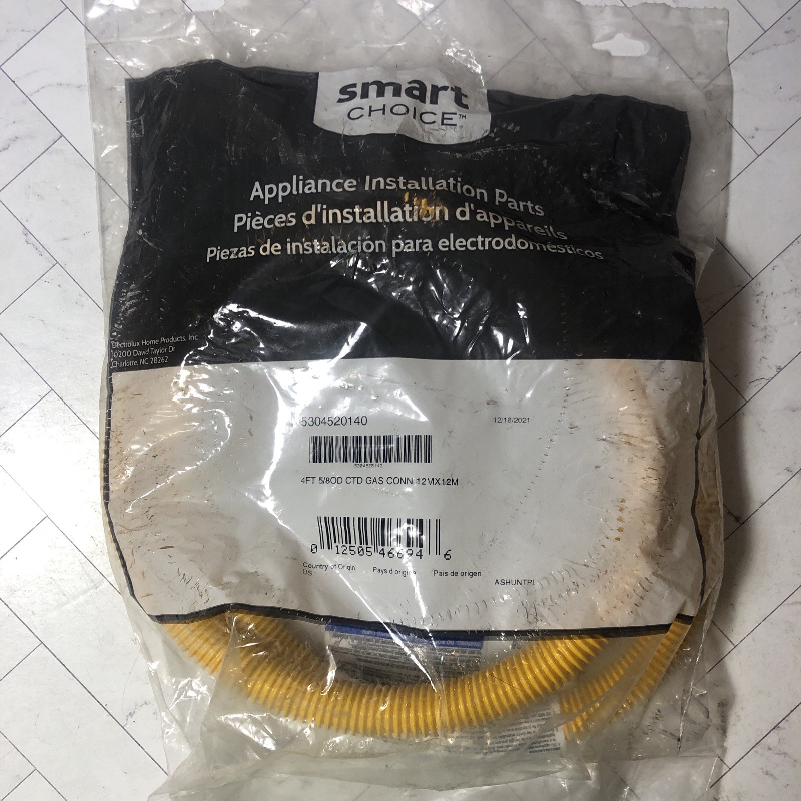 Smart Choice Eastman Steel-flex Gas Connector 30YE505048 4ft 5/8OD CTD 12x12m
