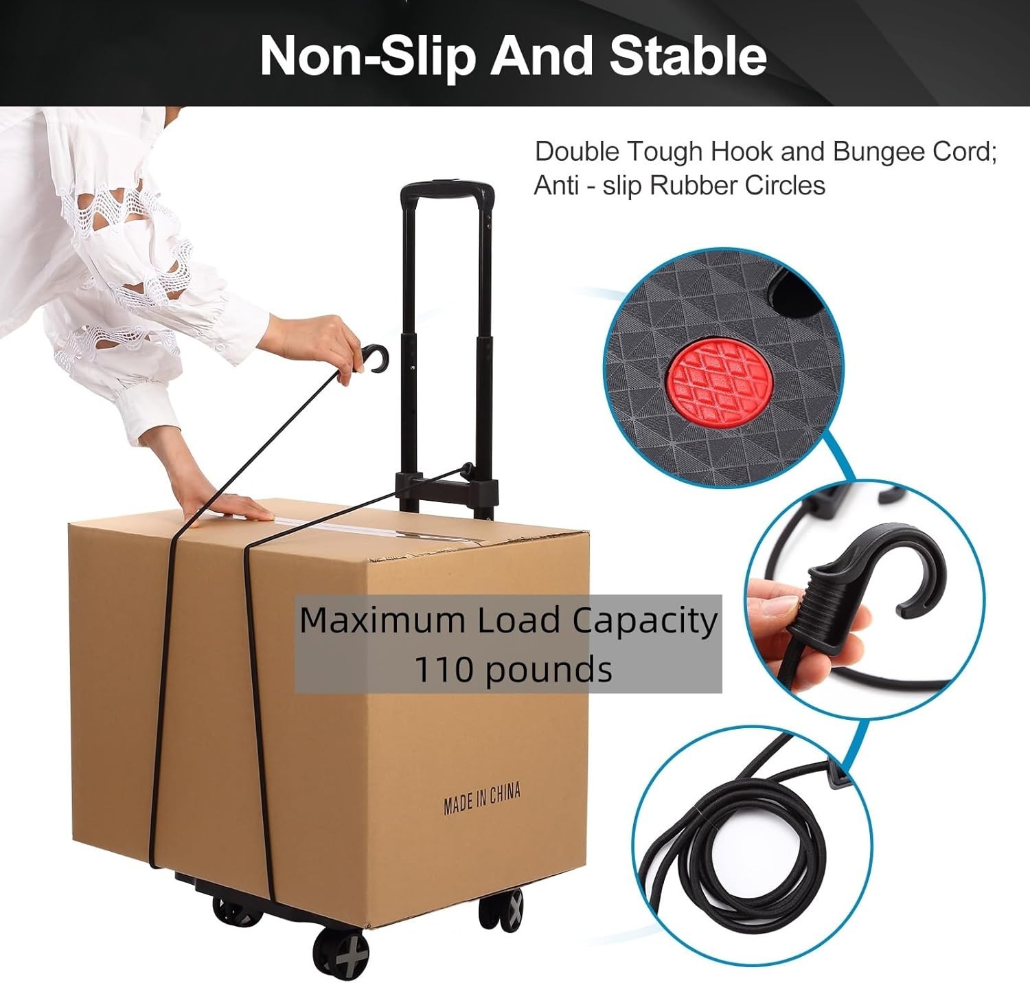 Folding Hand Truck with 360° Swivel Wheels – Lightweight, 300 lbs Capacity