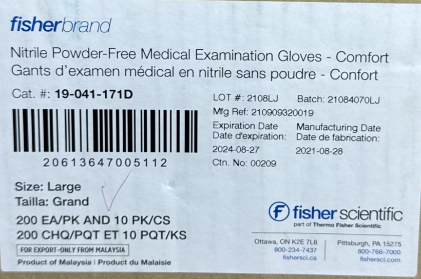 2000 FisherBrand Large Nitrile Powder Free Medical Examination Gloves Comfort