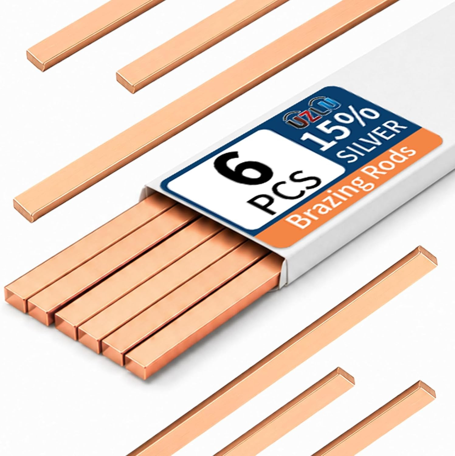 6 PCS 15% Silver Brazing Rods, AWS Bcup-5 Copper Phosphorus Alloy, 0.050″ X 1/8″