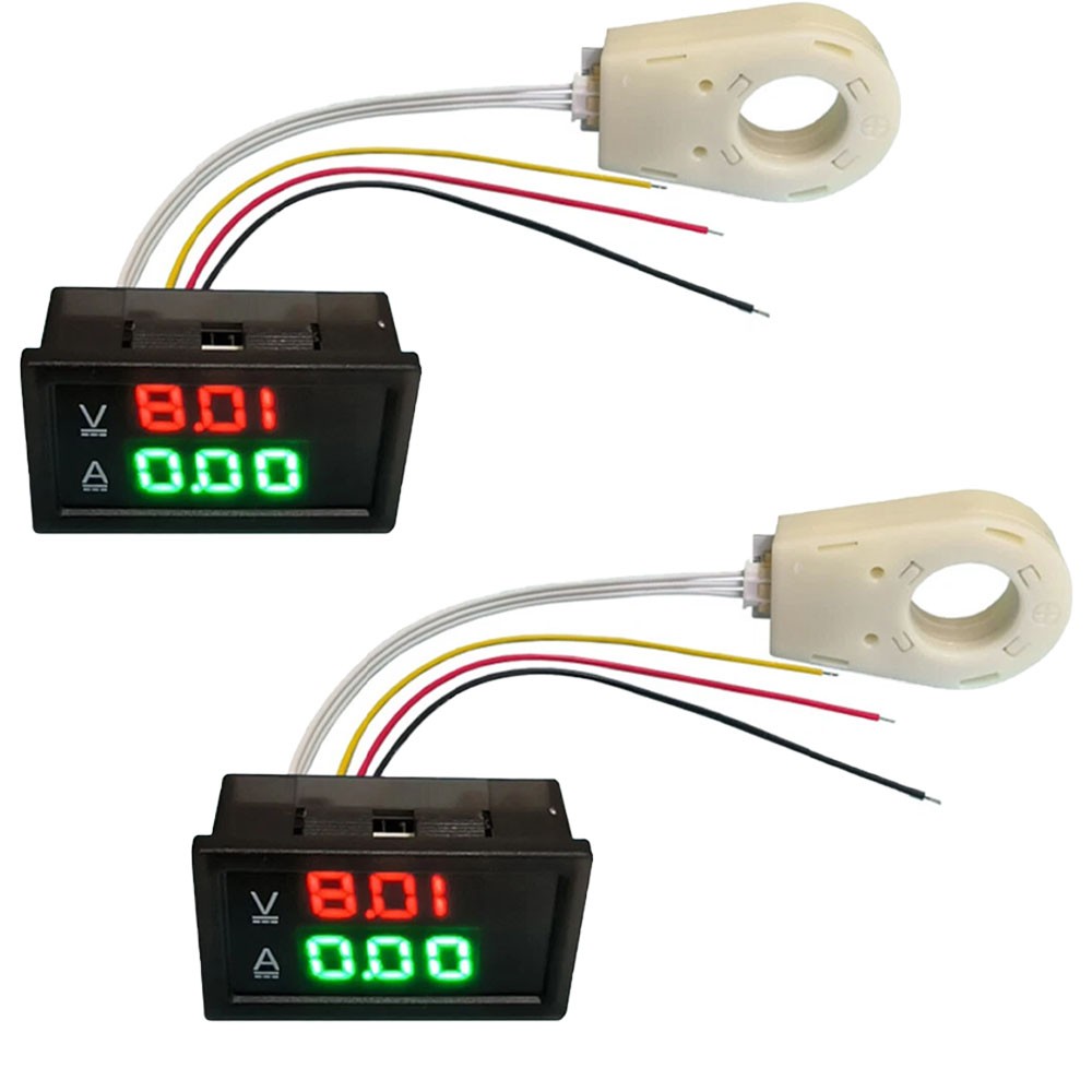 1/2x Hall Current Voltmeters Dual Digital Display DC 0-300V ± 50A/100A/200A/400A