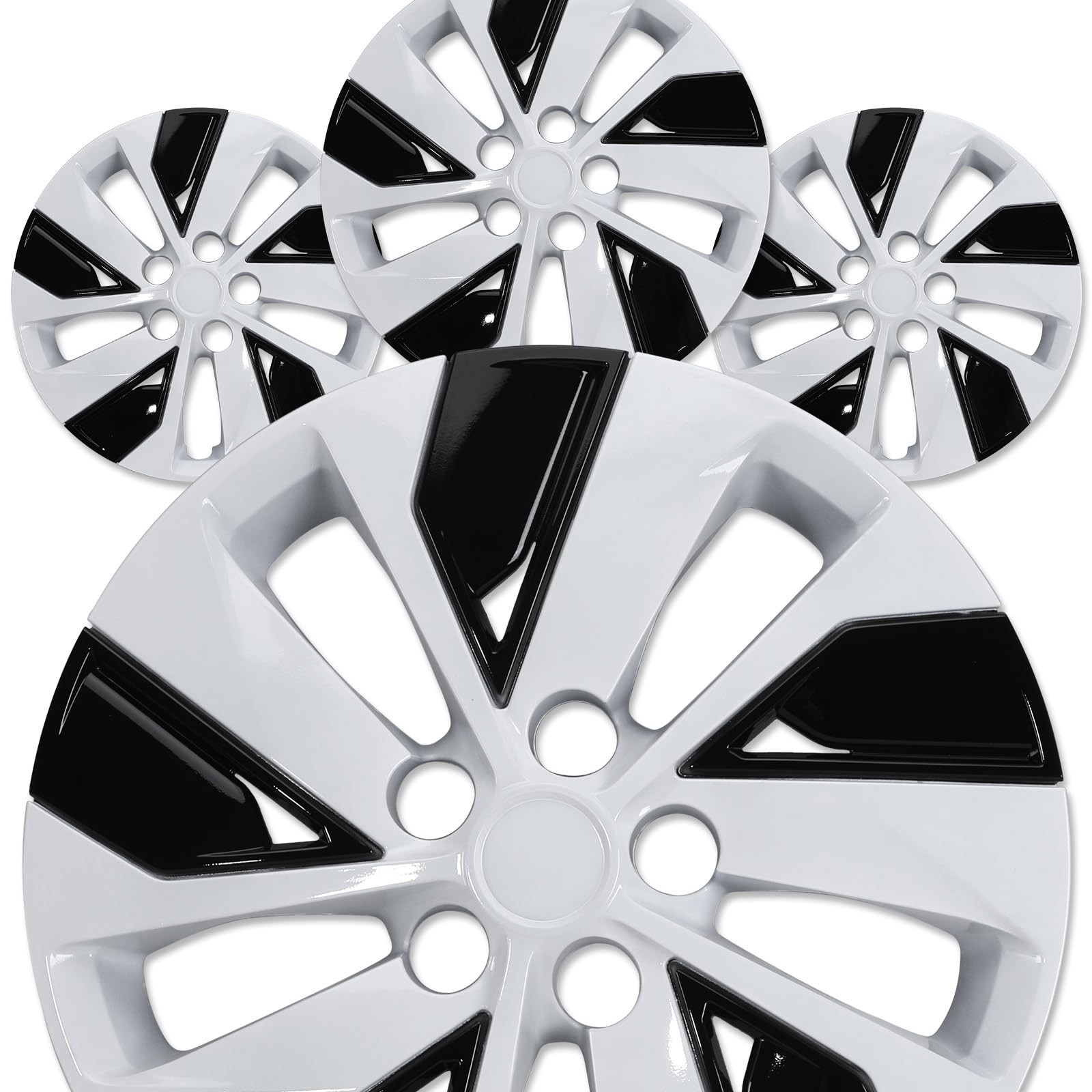 16 White Black Hubcaps for 2019-2025 Nissan Altima Steel Snap On 4pcs ABS+PC