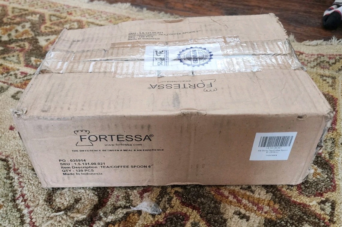 12 Pc Fortessa Doria 6″ 18/10 Stainless Steel Extra Heavy Weight Teaspoon, NEW!!