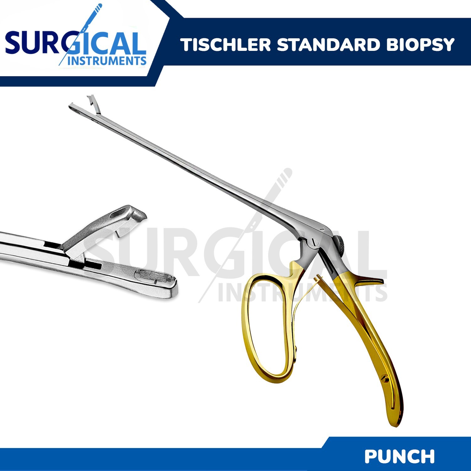 Tischler Standard Biopsy Punch 7x3mm Bite Single Wire Straight 25cm Gold Handle