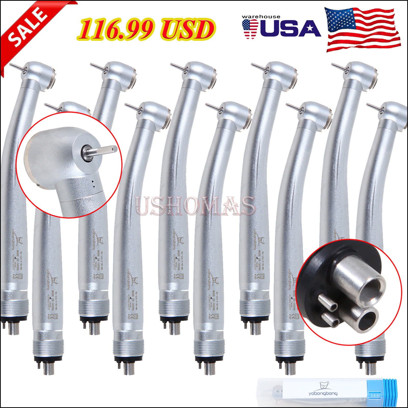 10 Pcs YDA4 Dental High Speed Turbine Handpiece Push 4Hole Fit NSK PANA MAX CE