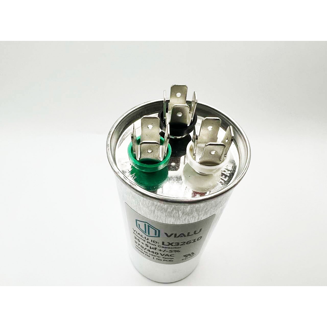VIALU – 35+5 uf/MFD 370-440 VAC volts Round Dual Run Capacitor 50/60 Hz