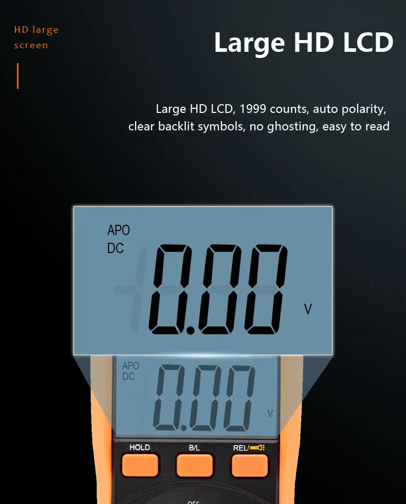 Digital Multimeter Portable Compact Manual Ranging Voltage Current Resistance