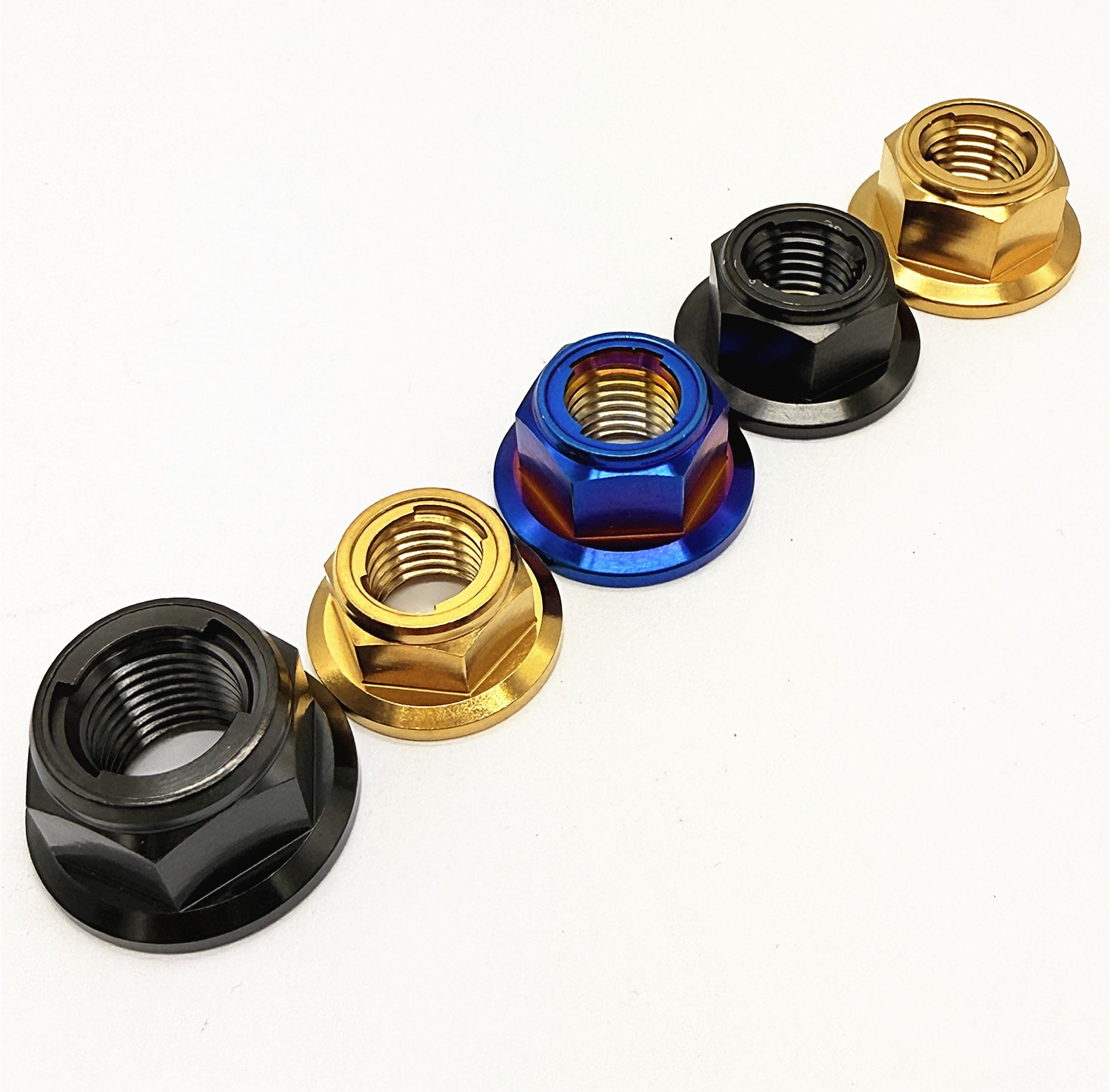 6pcs Titanium Nuts M6 M8 M10 M12 Flange Hex Ti Alloy Nut With Metal Lock Grade 5