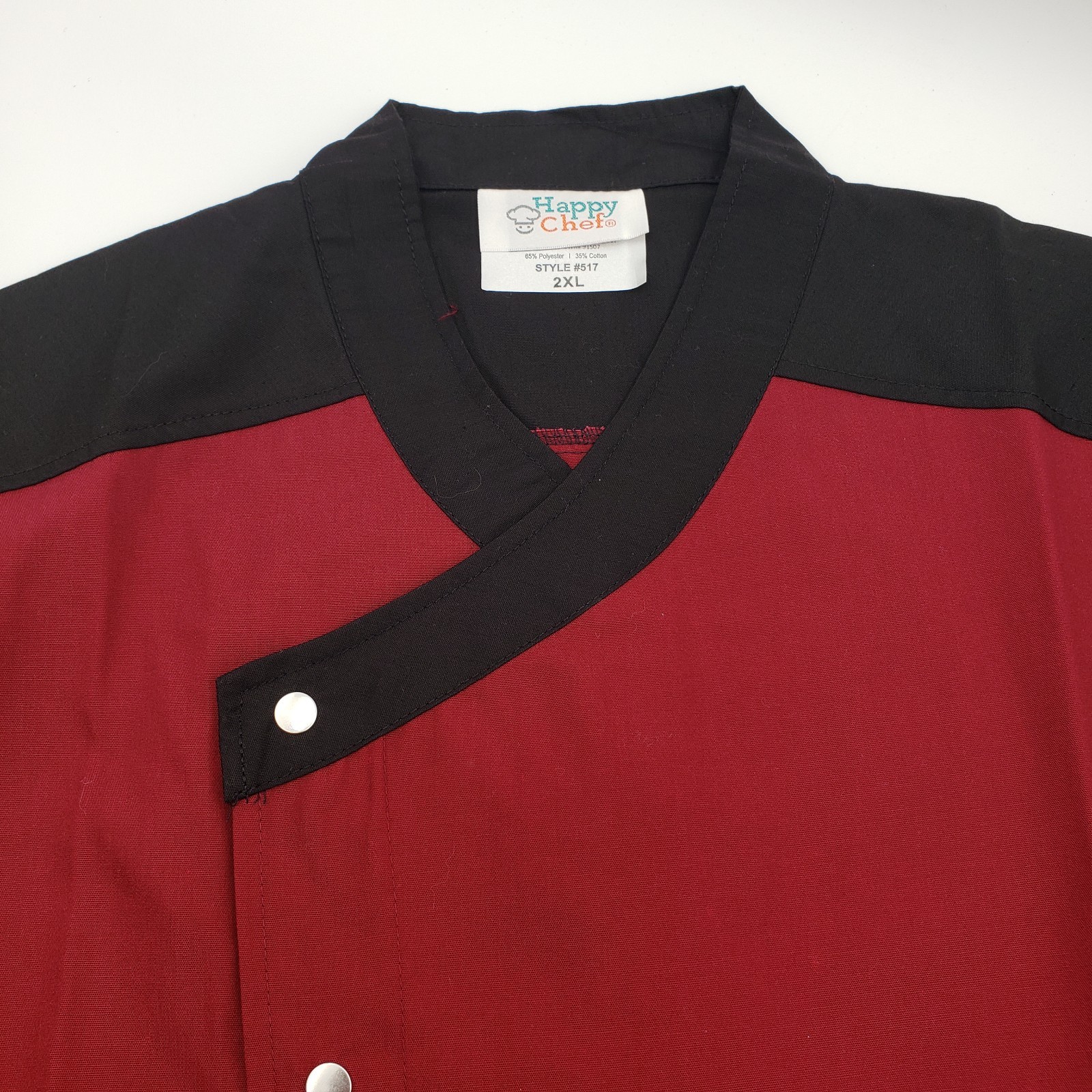 Happy Chef Professional Coat Men’s 2XLBurgundy / Black Short sleeve Snap