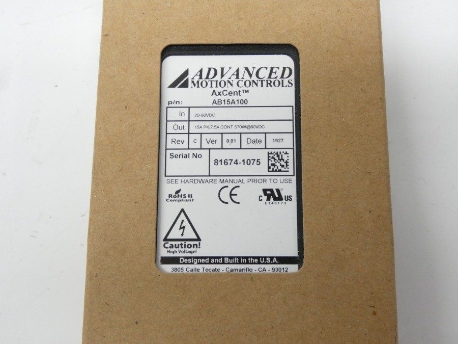 ADVANCED MOTION CONTROLS AB15A100 REV. C VER. 0.01 20-80VDC NSMP