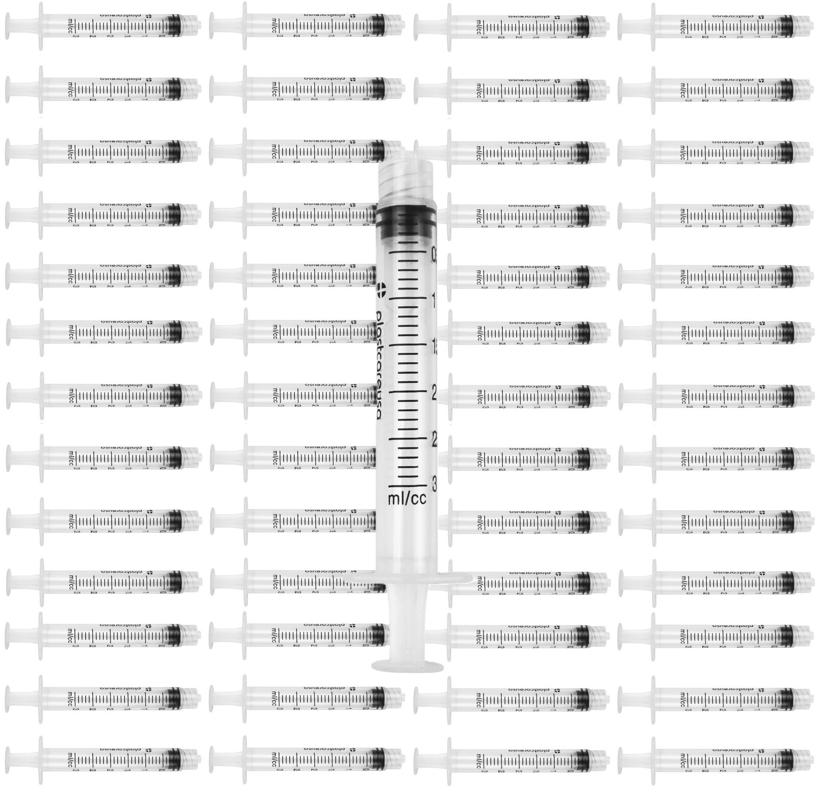 50 3ml 3cc Luer Lock Disposable Syringes (Non Sterile) for Saline Oral Medicine