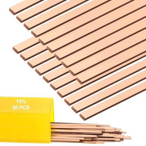 50 Sticks Brazing Rods AWS BCuP-5 15% Silver Solder Phos Copper Alloy, Industry