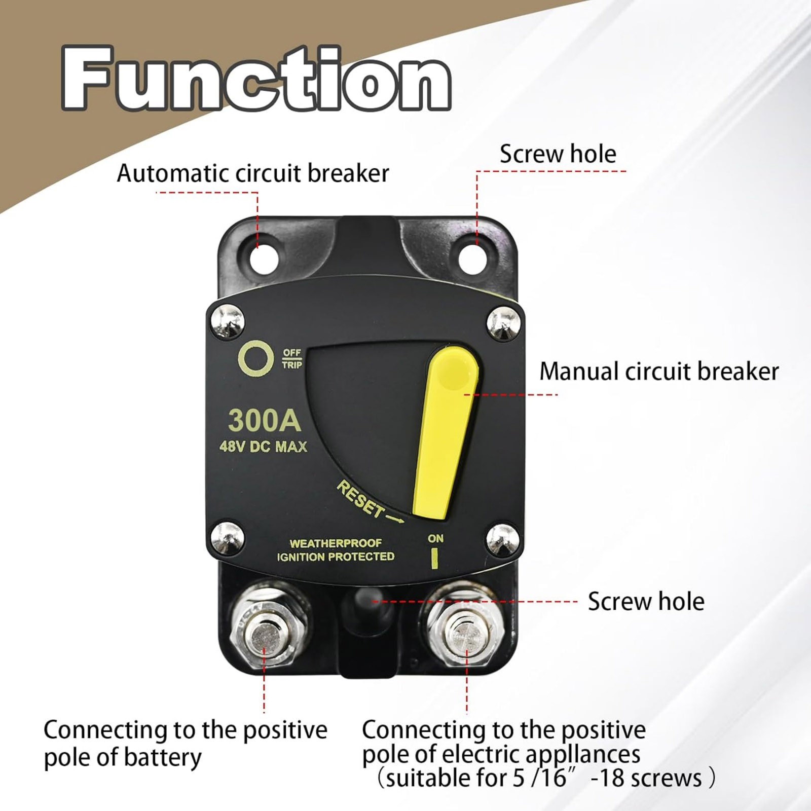 DC 12-48V 300 Amp Circuit Breaker For Overload And Short Circuit Protection