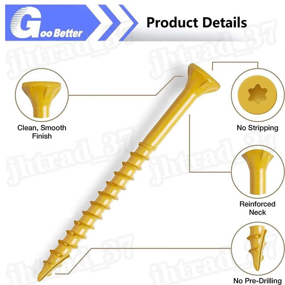 700pcs #8×1-5/8″ Deck Screws Torx T25 Star Self Tapping Wood Screws Fence Screws