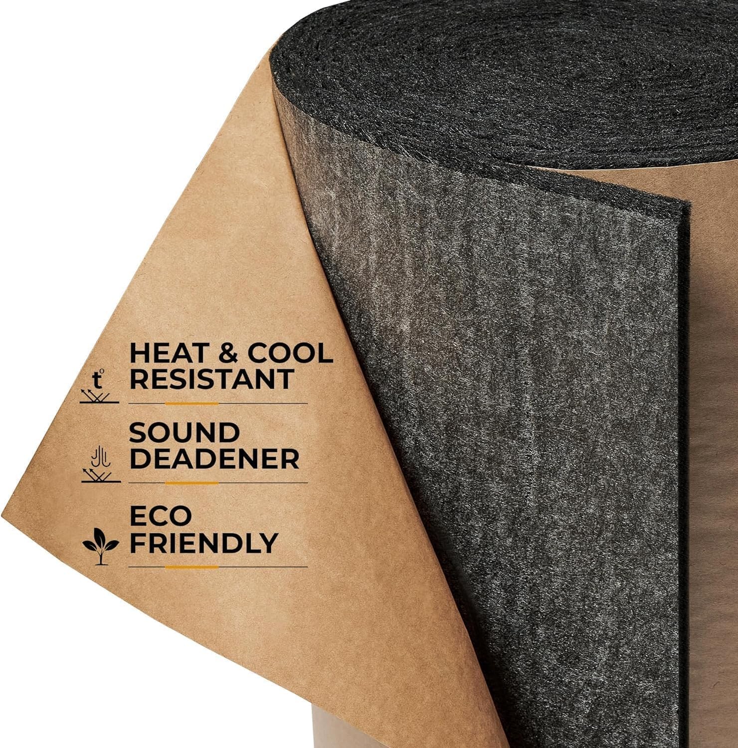 Felt Sound Deadener 270mil 36sqft Car Heat & Noise Insulation Mat Non-Woven Gray