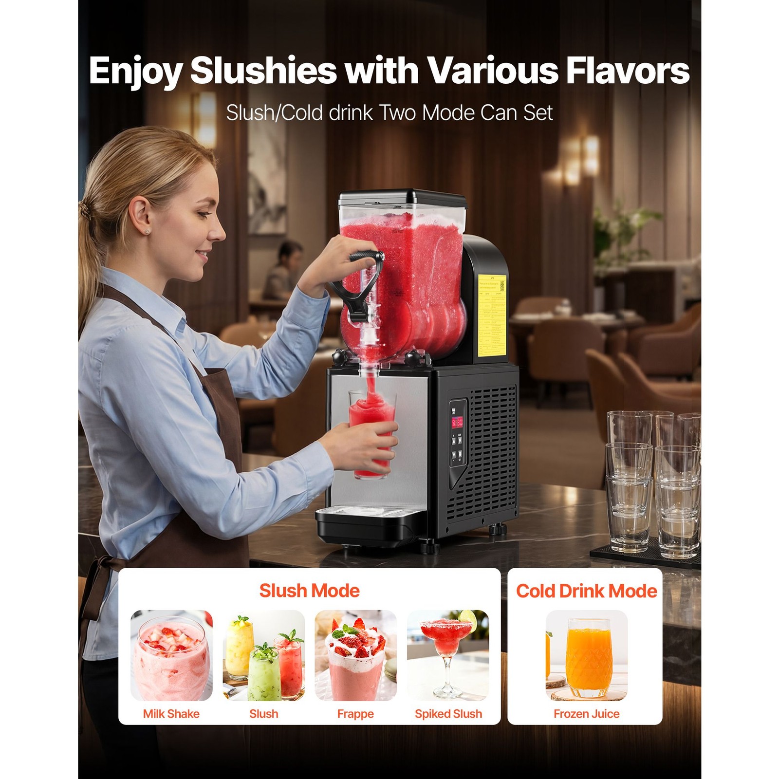 Slushie Machine, 6L/ 1.6Gal Commercial Slushy Maker, Frozen Drink Maker with