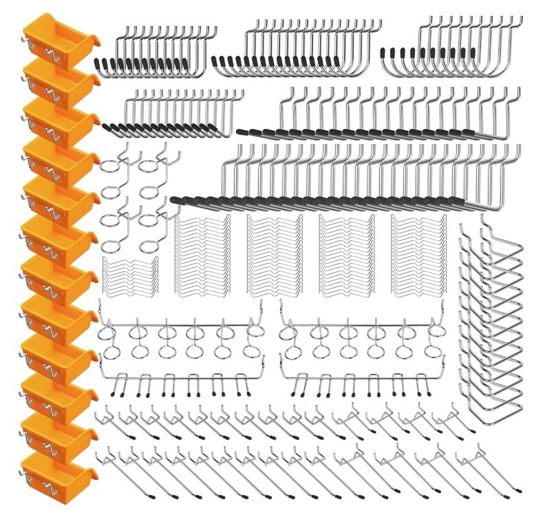 260 PCS Peg Board Kit Assortment Accessories Tool Metal Hook Pegboard Organizer