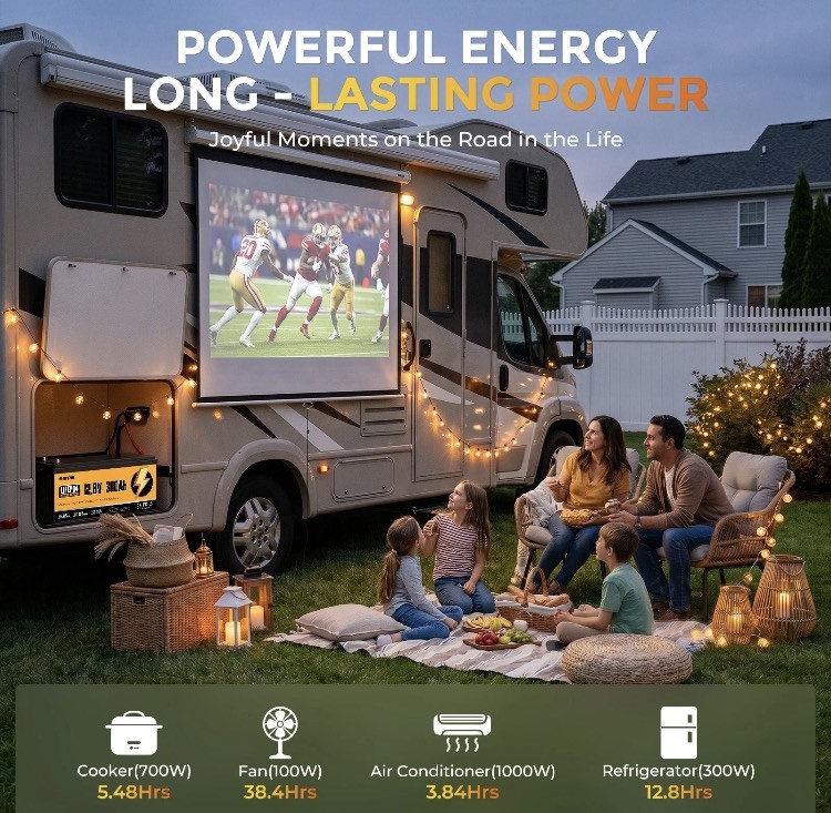 12V 300Ah LiFePO4 Lithium Battery 200A BMS 3840Wh for RV Off-Grid Solar System