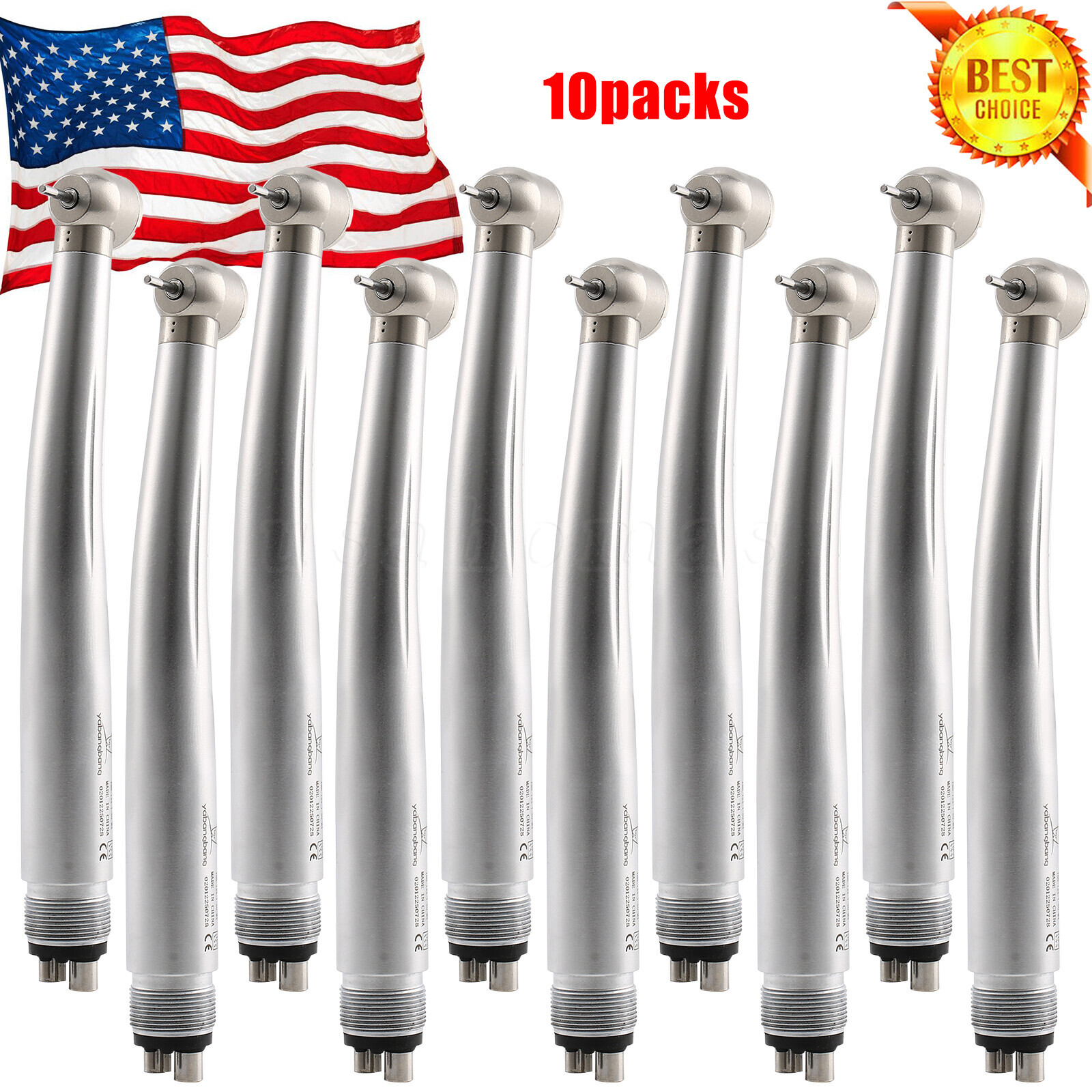 10 Pcs USA Dental High Speed Turbine Handpiece Push 4Hole Fit NSK PANA MAX YDA4