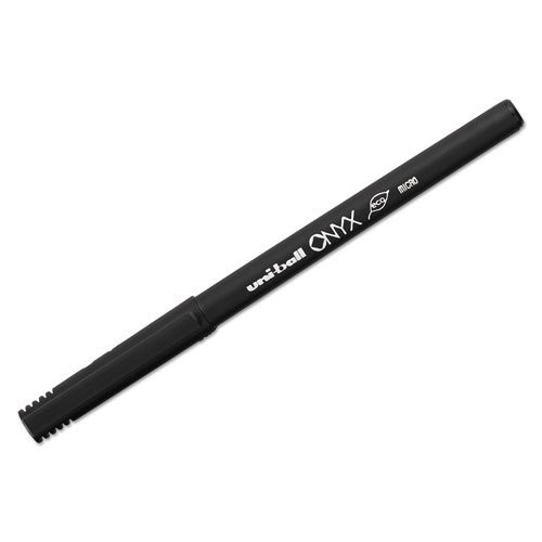 Uni-Ball® Onyx® Rollerball Pens, Micro Point, 0.5 mm, Black Barrel, Blue Ink,…