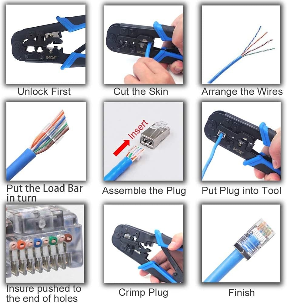 All-in-One Multi-Tool Crimper Cutter Stripper for RJ45 RJ11/RJ12 RJ22 Ethernet