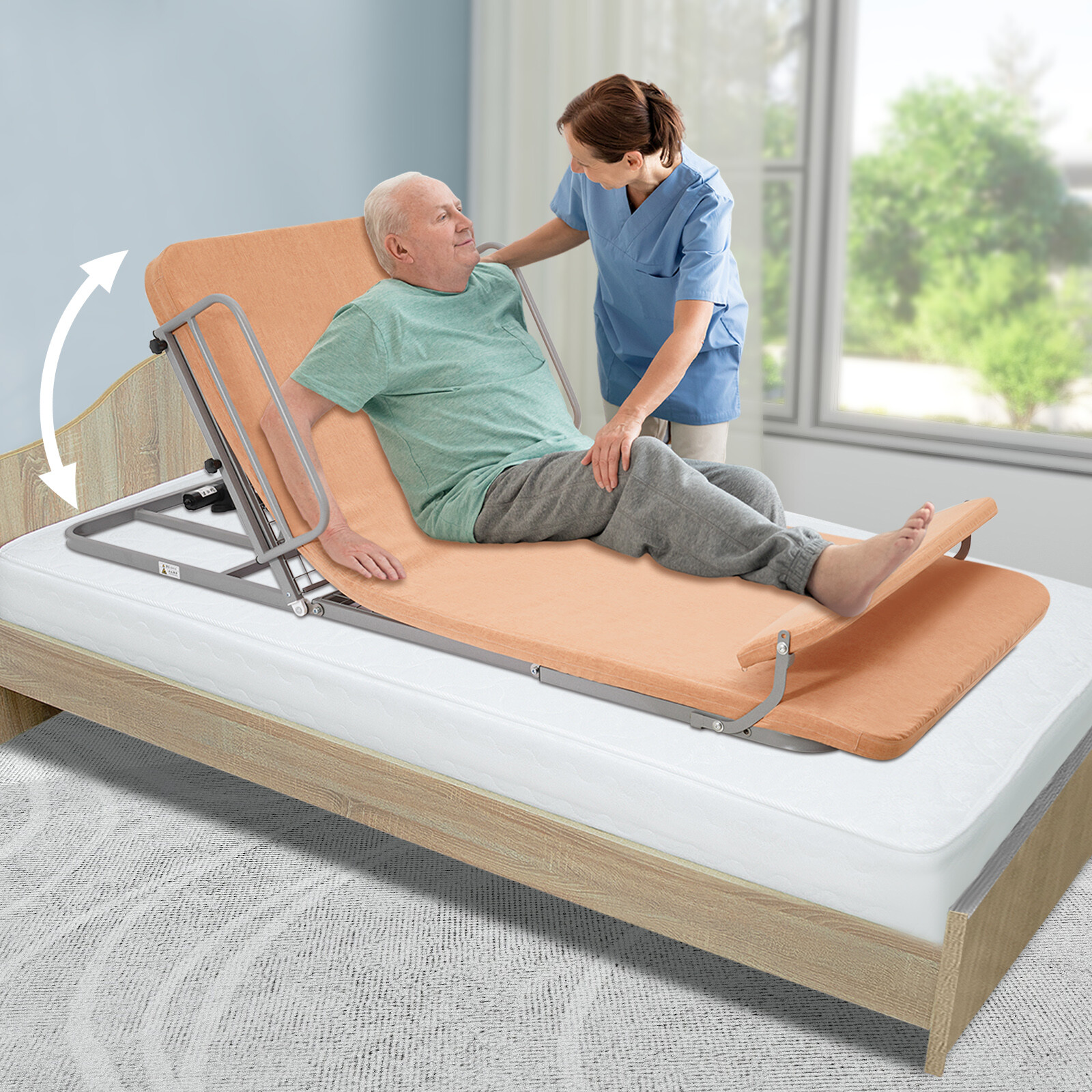 Electric Lifting Bed Backrest w/ Mattress Adjustable Back Rest Support Powered