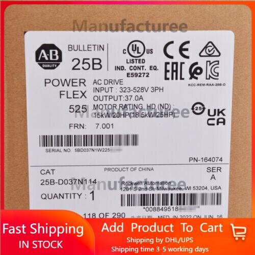 AB 25B-D037N114 PowerFlex 525 AC Drive 25BD037N114 Factory Sealed US Free Tax