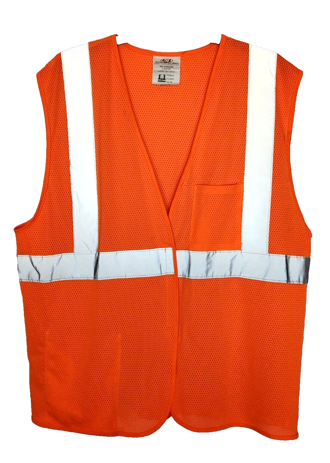 PIP Safety Vest Size Large with Pockets Hook and Loop Closure Type R Class 2