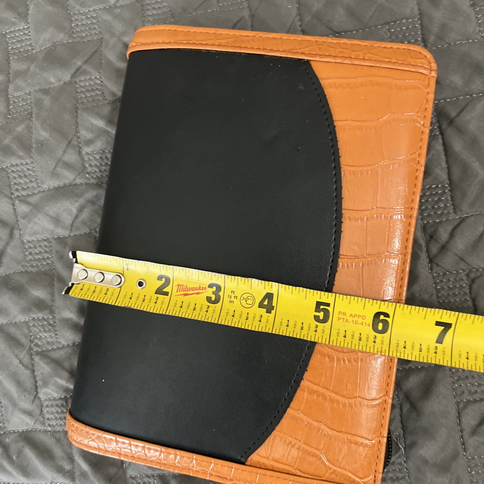 Franklin Covey 365 Classic 6-Ring Binder Organizer Black Orange Crocodile Zip