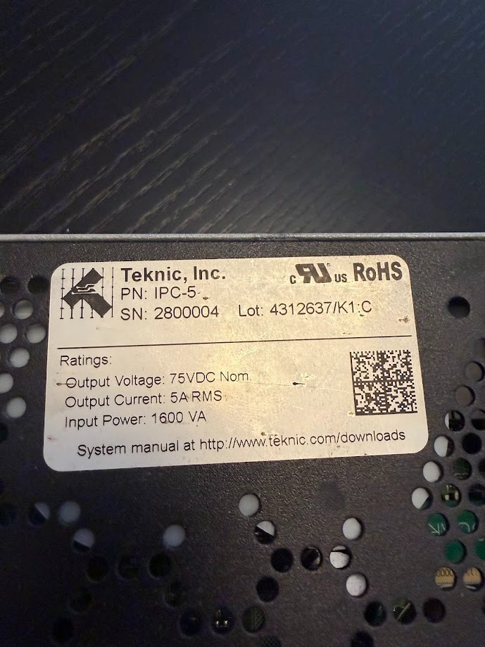 Teknic IPC-5 Intelligent Power Center 75VDC 5A Power Supply Amazon IPC5
