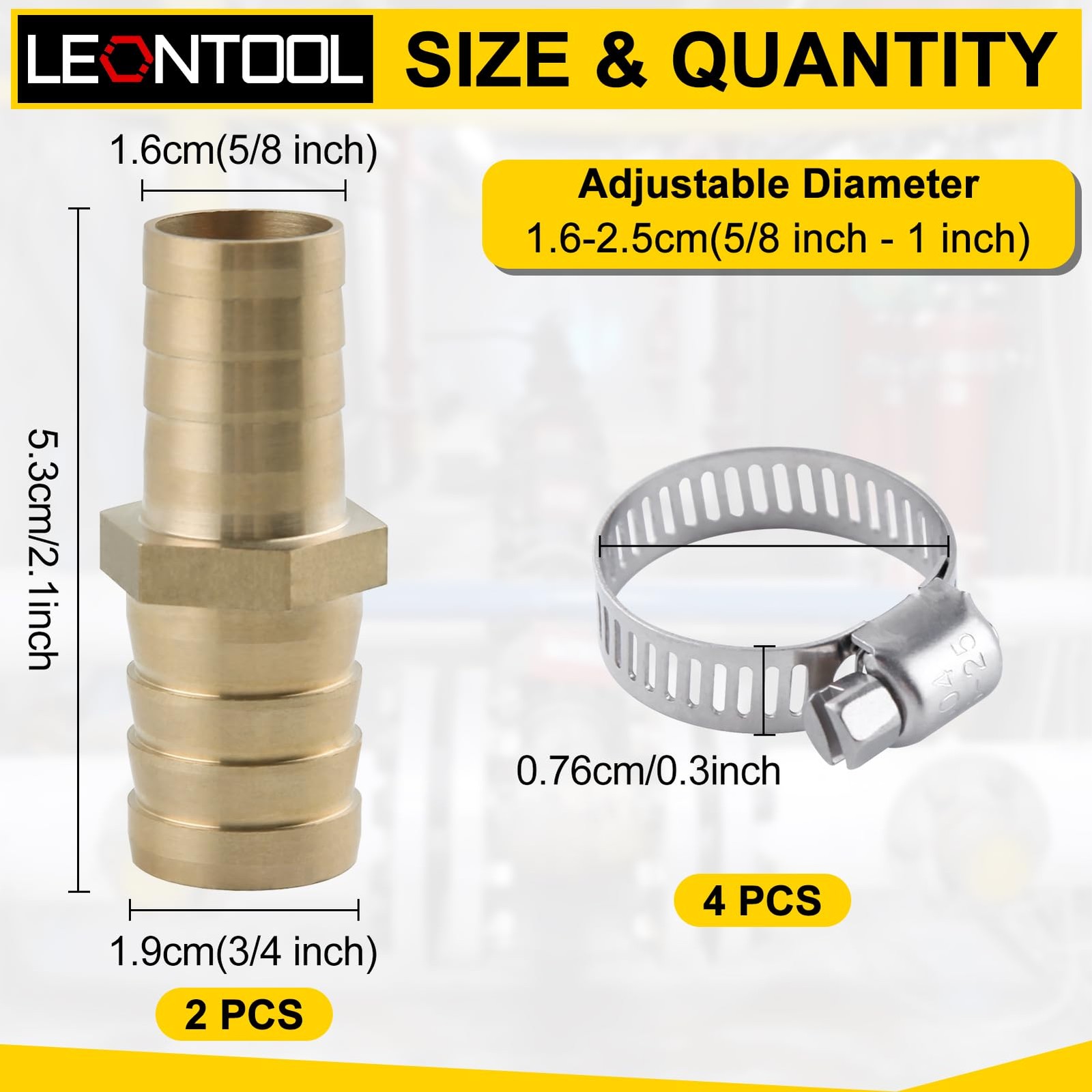 LEONTOOL 2 Pack Hose Barb Fittings Reducer, 5/8″ to 3/4″ 5/8″, Brass