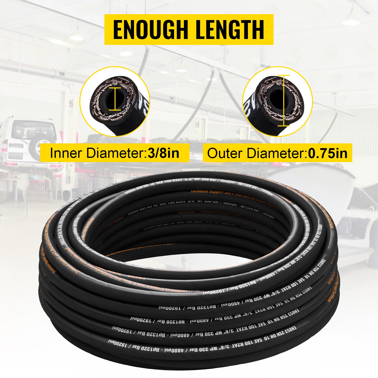 Uimoso Hydraulic Hose, 100 ft Coiled Hose, High-Pressure 5000 PSI Bulk Hose
