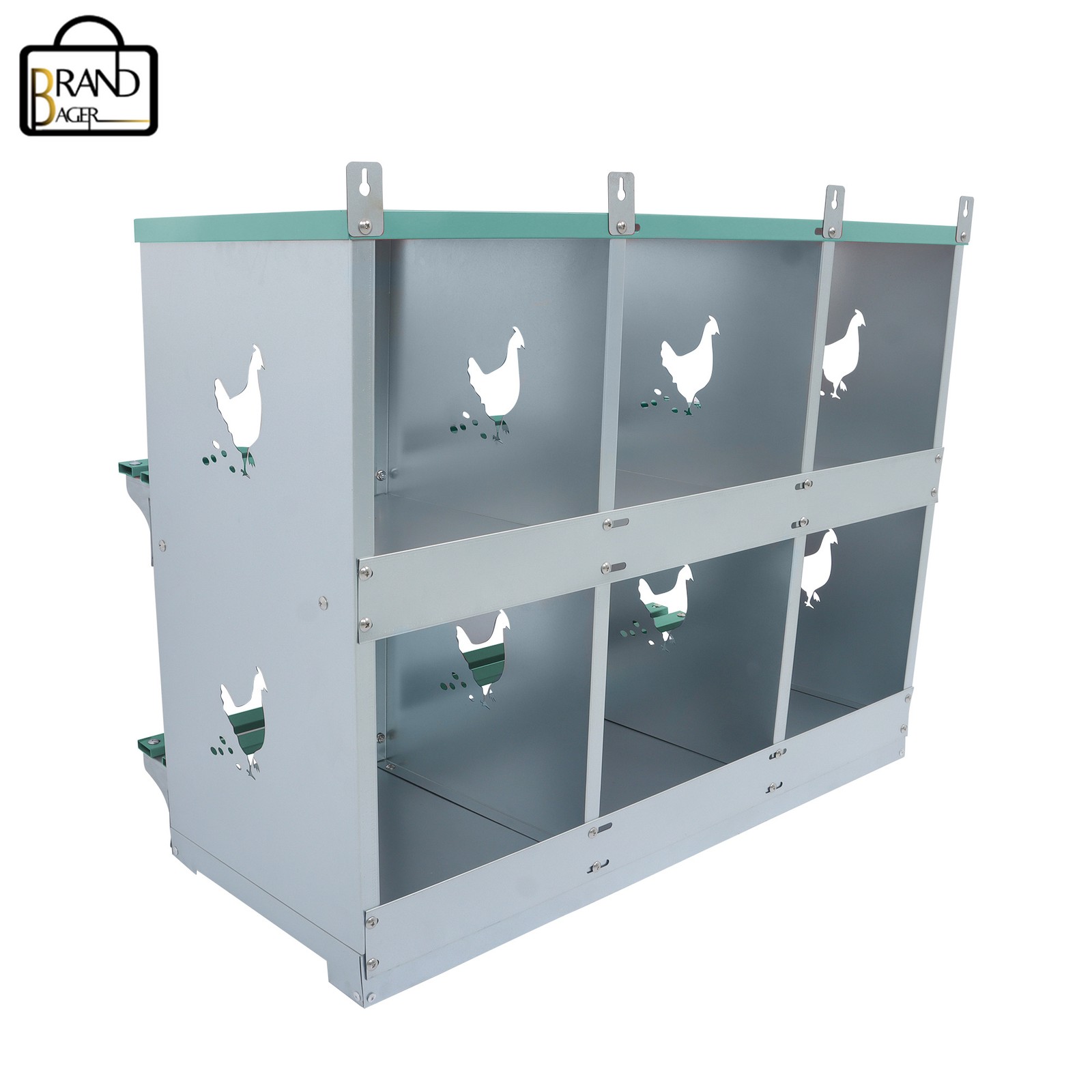 High Quality Material 6 Compartment Chicken Nesting Boxes Metal Poultry Nest Box