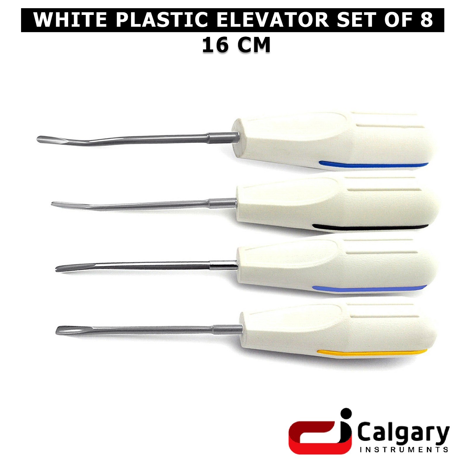 Set of 8 White Plastic Dental Luxating Root Extracting Elevators Oral Surgery