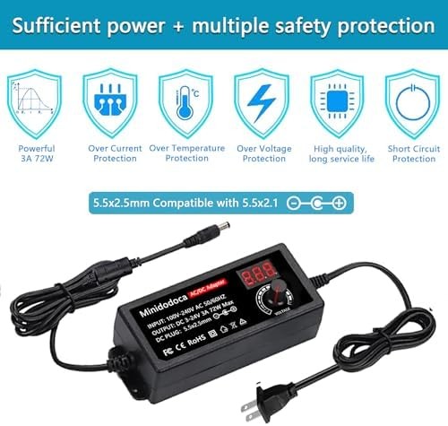 72W Power Supply Adjustable 3V ~ 24V Variable Universal Switching AC/DC Adapter