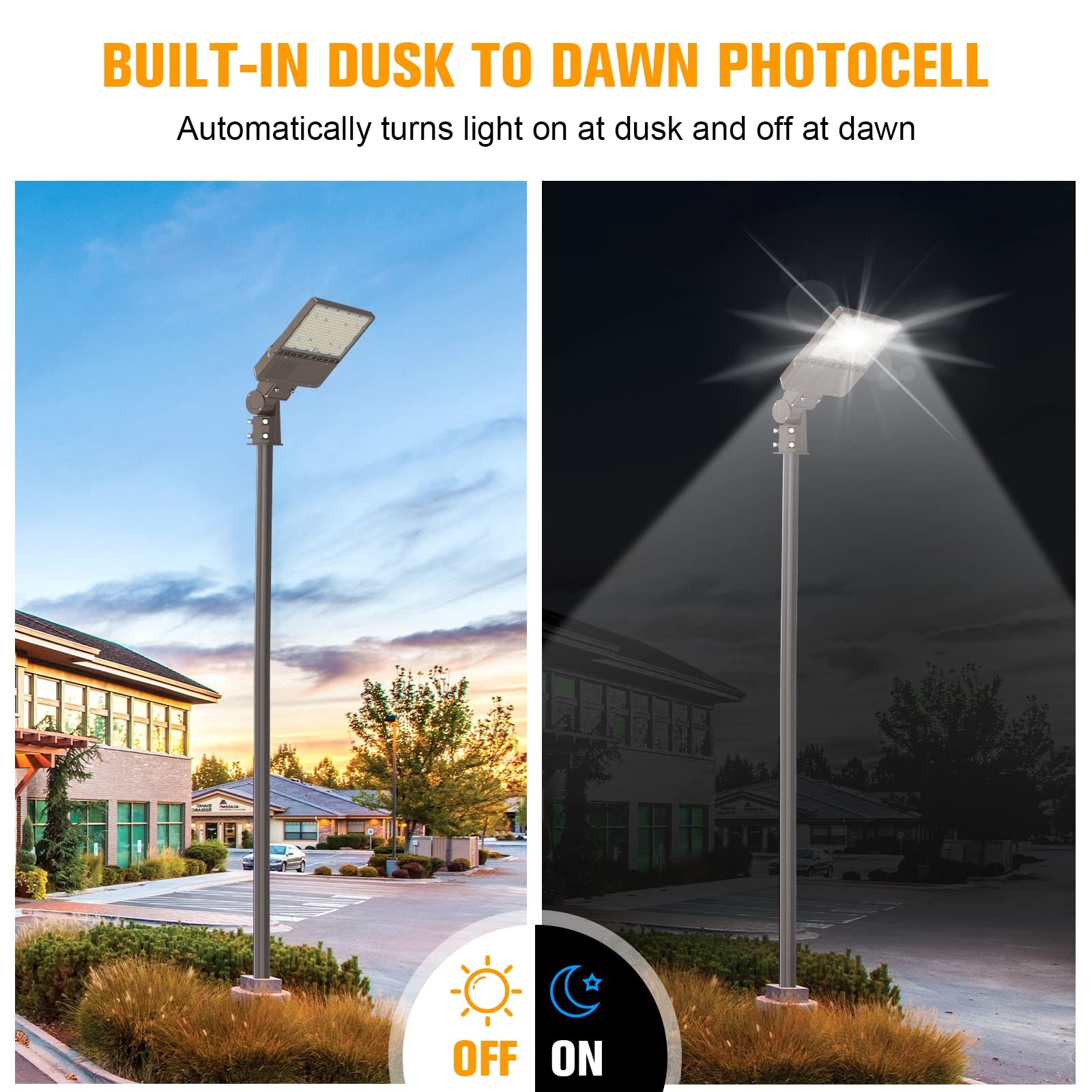 200W LED Parking Lot Light Commercial Outdoor IP65 Shoebox Street Pole Lamp
