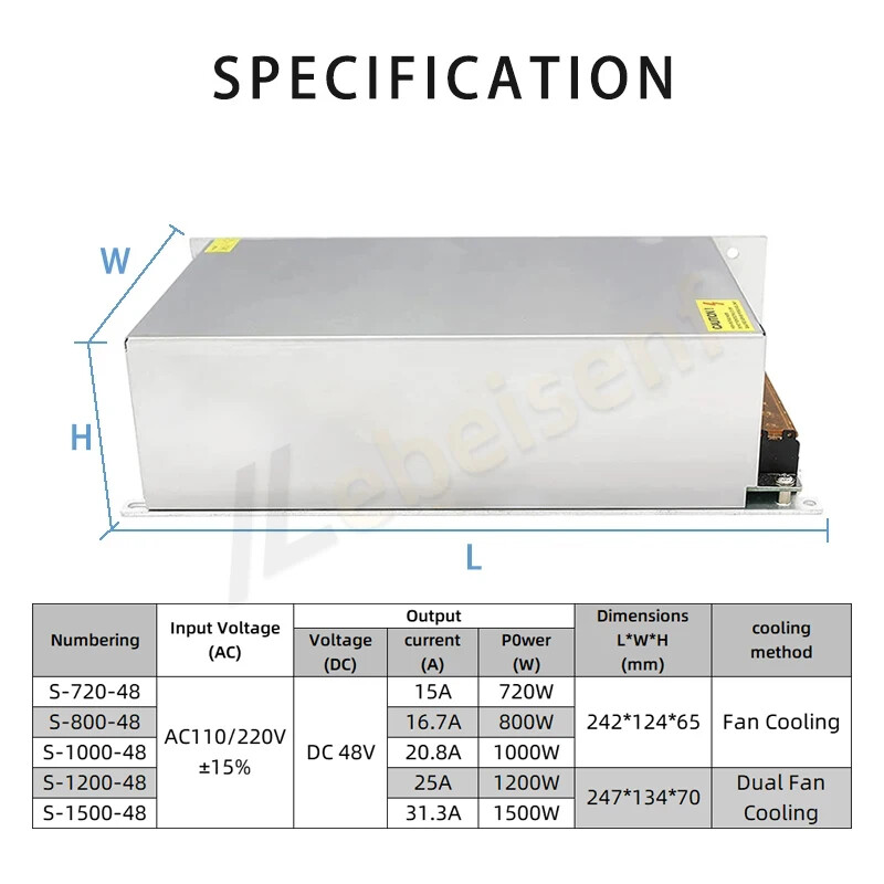 DC 48V 1000W 1200W 1500W Switch Power Supply AC 110V 220V Transformer Converter