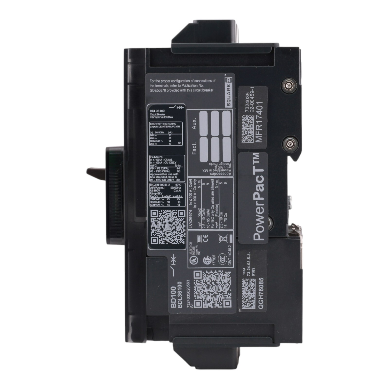 NEW Square D BDL36100 3 Pole 100 Amp 600v I-Line Powerpact Circuit Breaker