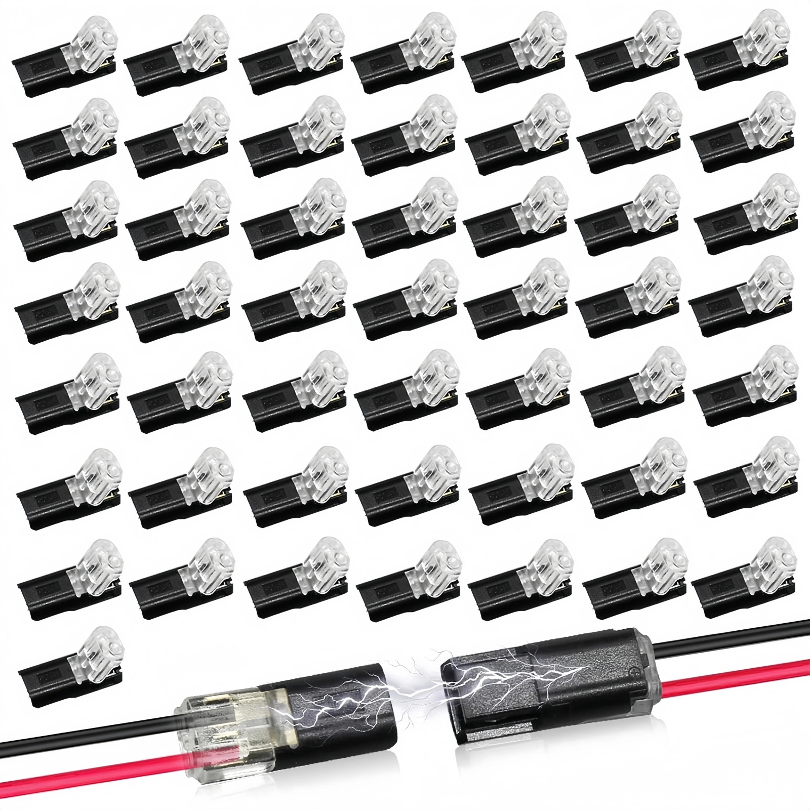 50 pcs Double-Wire Plug-in Connector Led Light Strip Fast Connectors with 2Pin