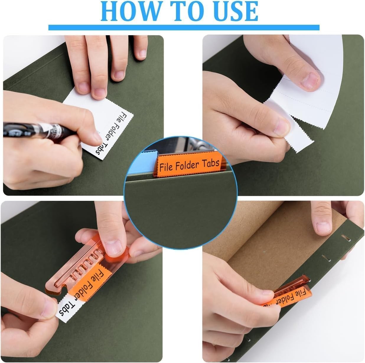 200 Sets File Folder Tabs, Insertable 3.1 x 2.4 x 1.2 inches, Clear (200pcs)