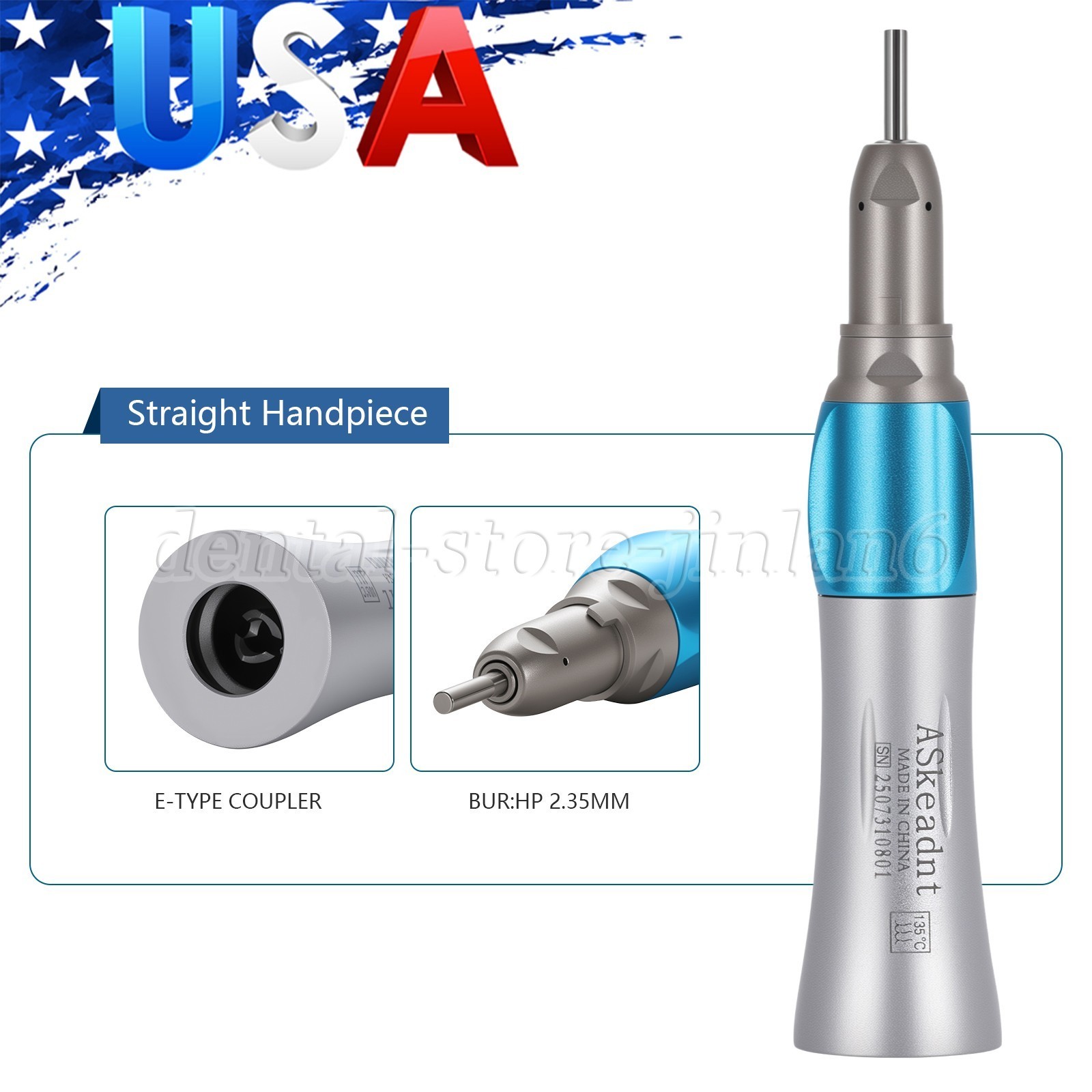 NSK Style Dental Slow Low Speed Straight Handpiece Nose Cone E-type Air Motor US