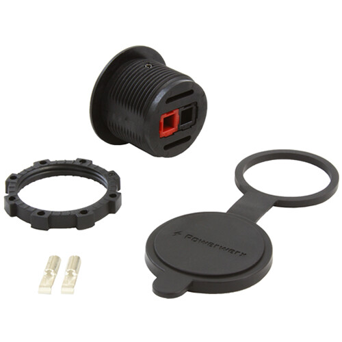 Panel Mount Housing for Single Powerpole Connector with Weather Resistant Cover