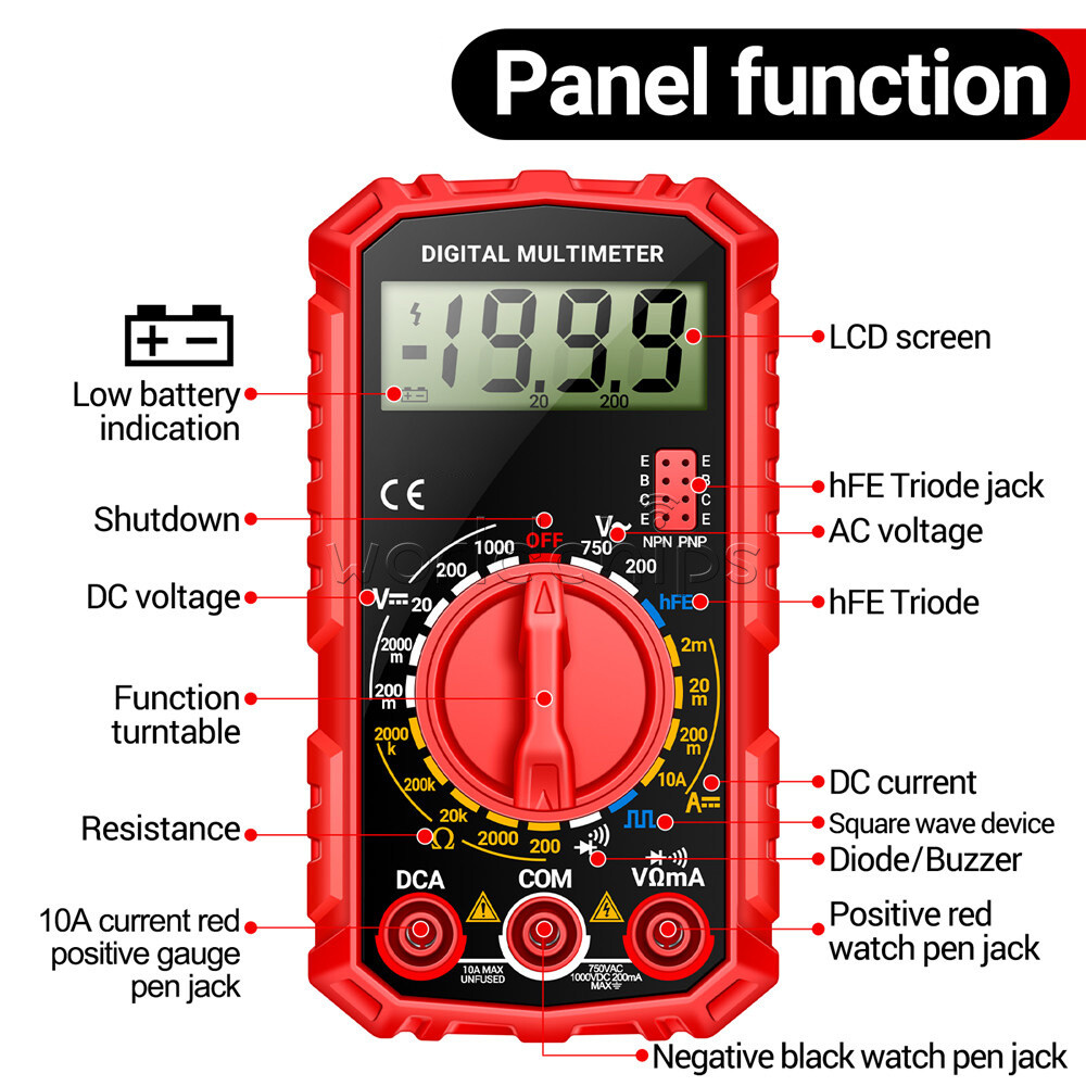 ANENG SZ308 Mini Digital Multimeter AC DC Voltage Current Resistance Meter 1999