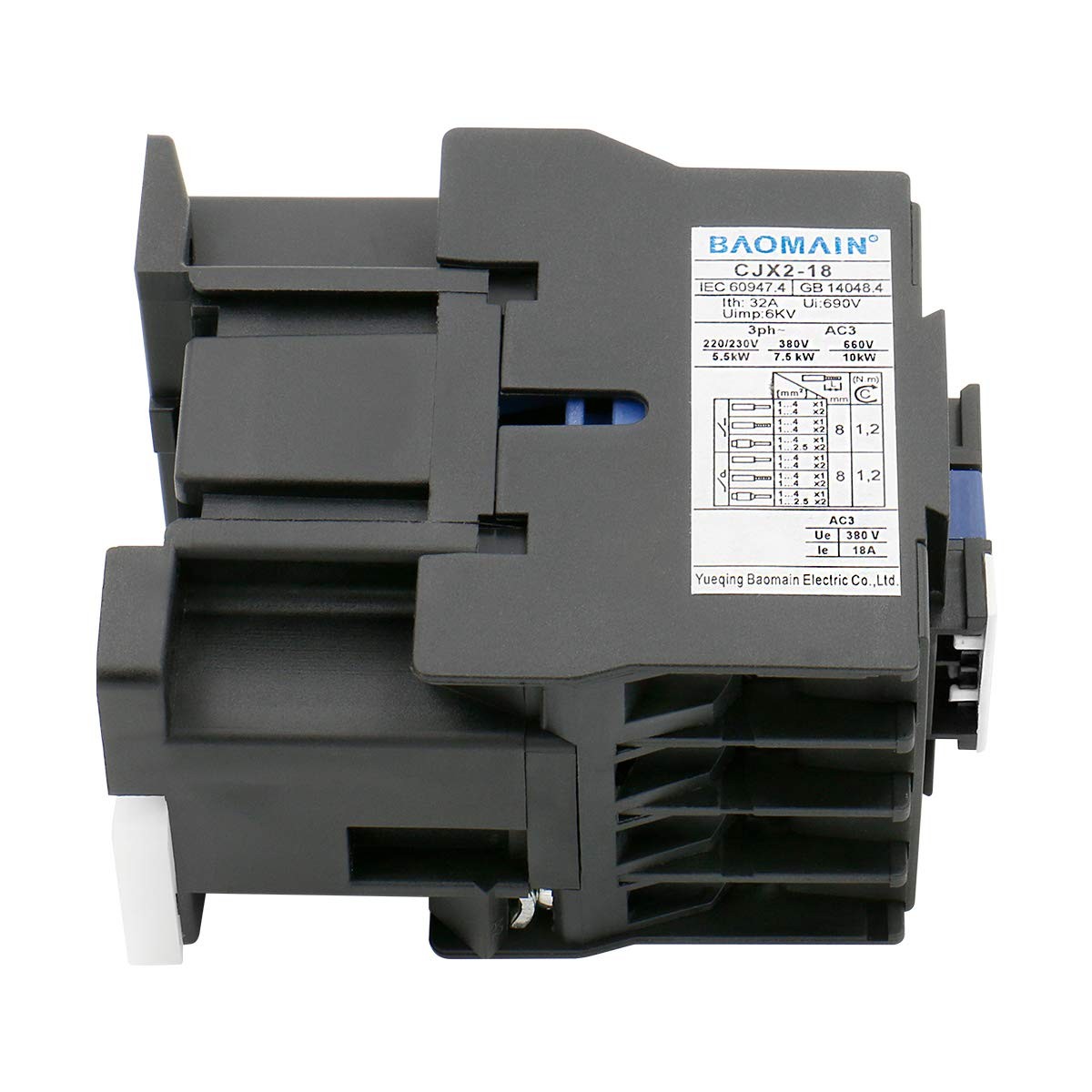 Baomain Ac Contactor Cjx2-1801 110V 50/60 Hz Coil 3 Phase 660V 18A, Co